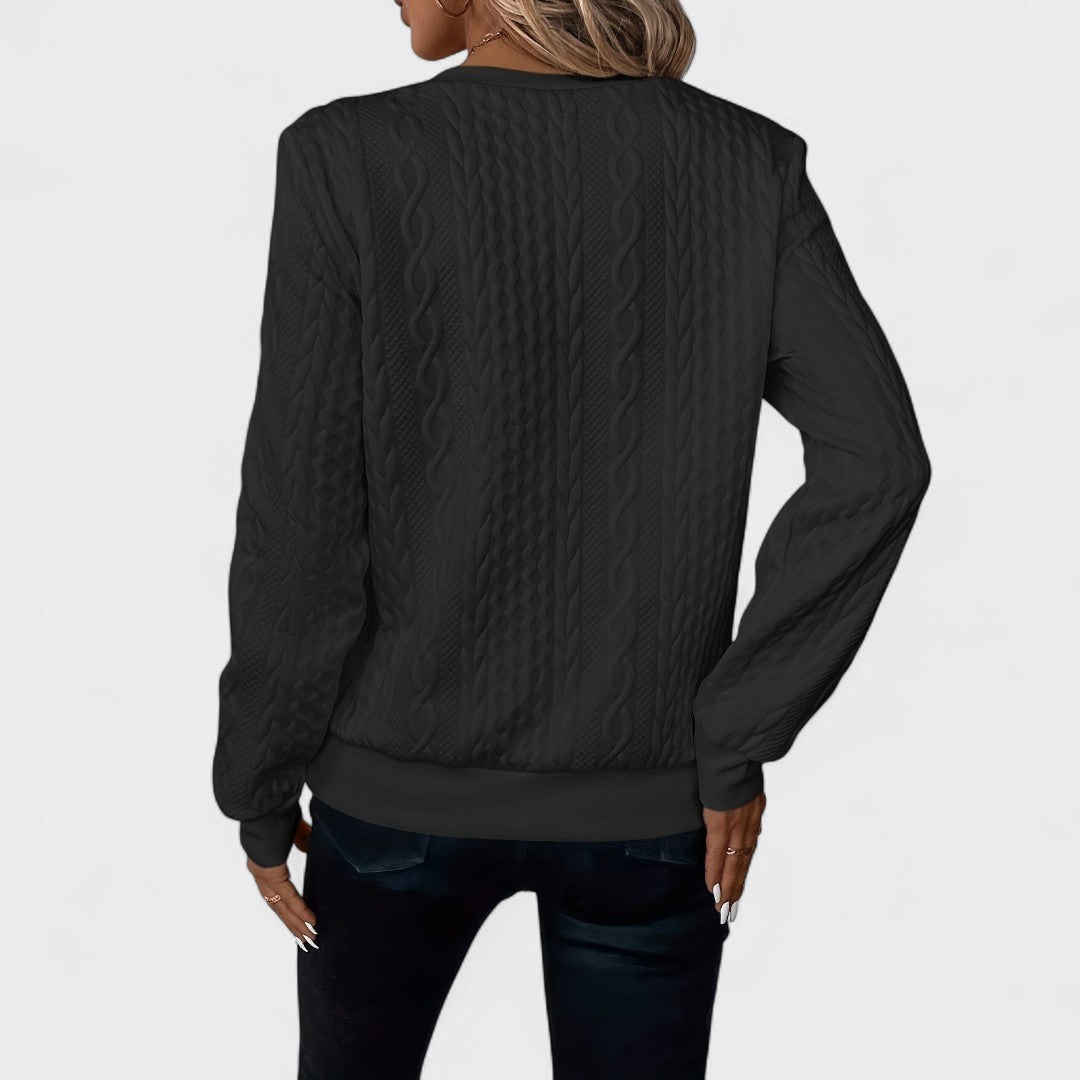 Amalie™ - Damen Zip-Pullover mit Kabelstrick