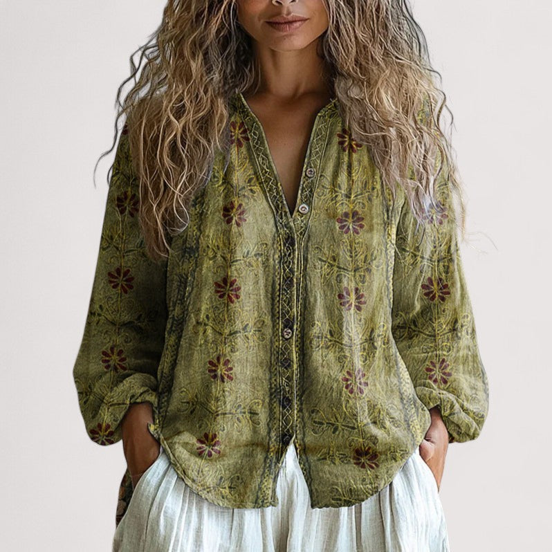 Almeida™ | Vintage Blattbluse