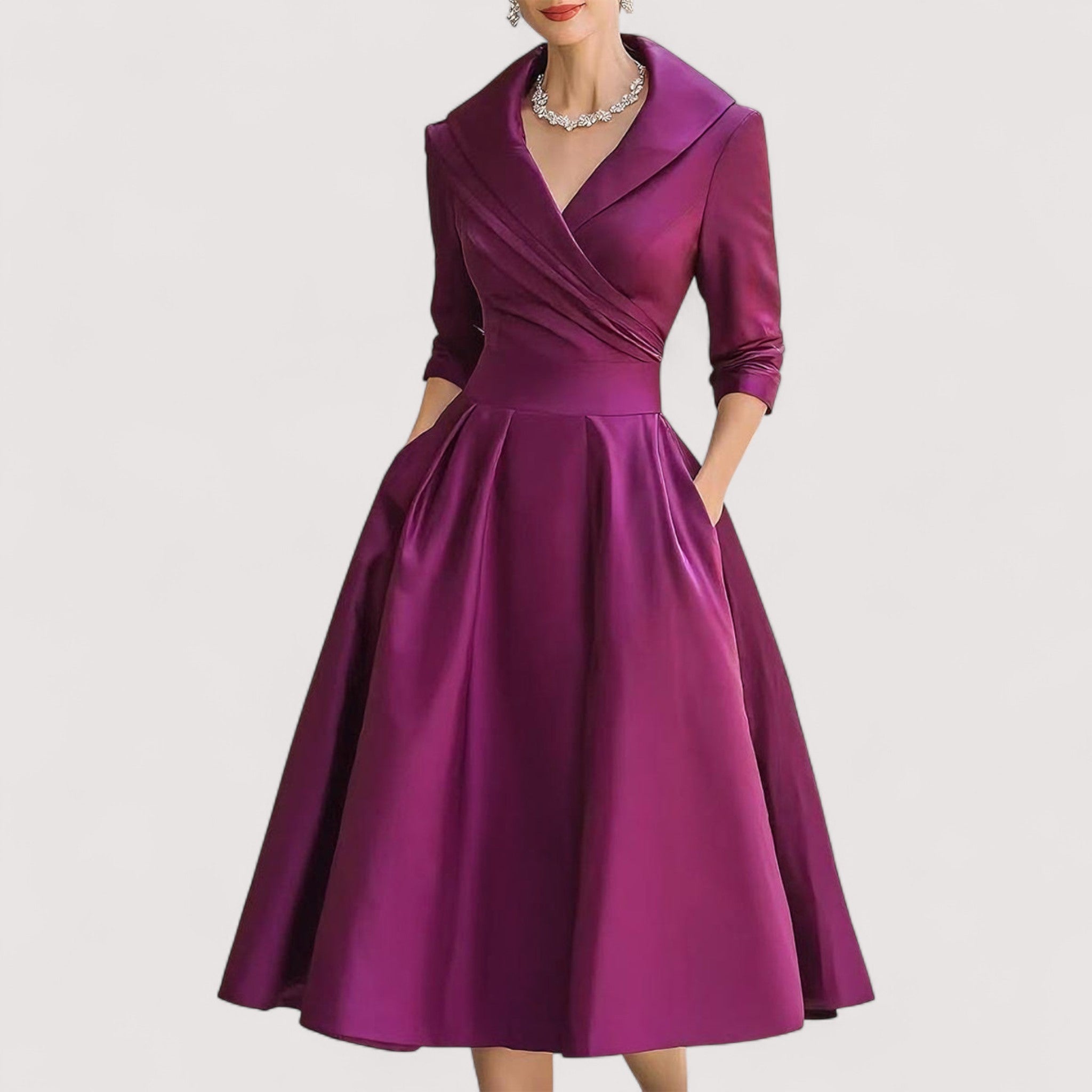 Frederica™ | Midi-Satin-Kleid
