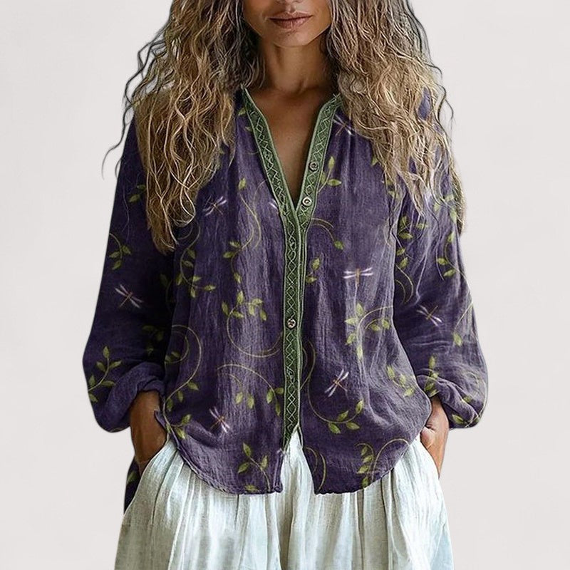 Almeida™ | Vintage Blattbluse