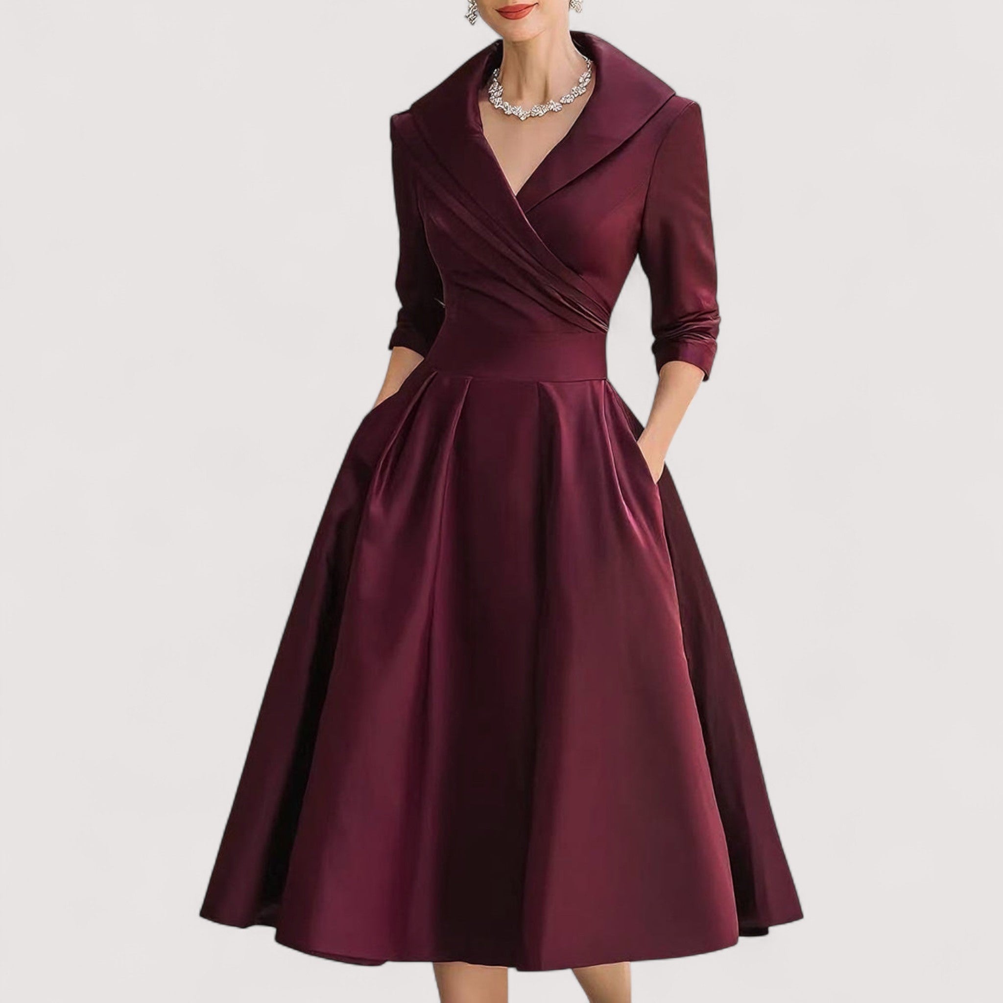 Frederica™ | Midi-Satin-Kleid